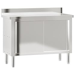 vidaXL Stainless Steel Kitchen Work Table-110x50x90 cm, S…
