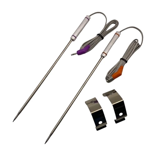 SenWellTempPro Upgrade Meat Probe Replacement for Thermopro Thermometers TP20, TP17, TP16, TP10,TP09, TP08, TP-08S, TP-07, TP06S, TP04, TP25, TP27, TP28, TP829, TP930. 2.5mm Purple and Orange