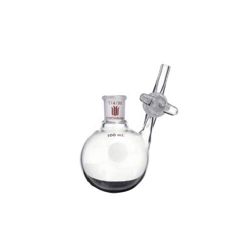 Kemtech F539100 Synthware Round Bottom Reaction Flask with Glass Stopcock, 100 mL, 19/22 Joint