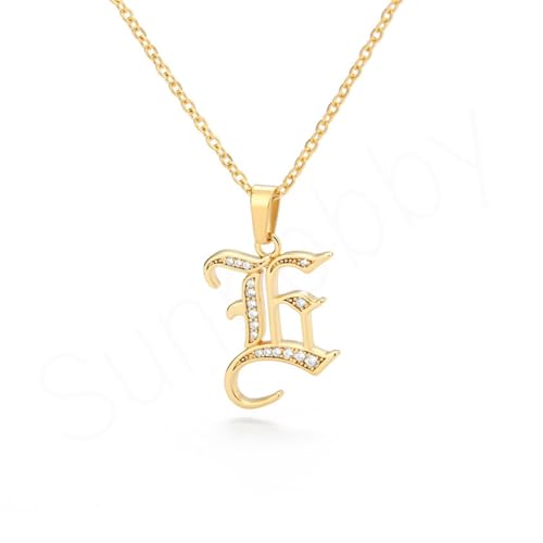 [sunbobby] �I�[���h�C���O���b�V�� �C�j�V�����l�b�N���X 18K�S�[���h���b�L �A���t�@�x�b�g�y���_���g �W���R������ �X�e�����X�`�F�[�� (E)