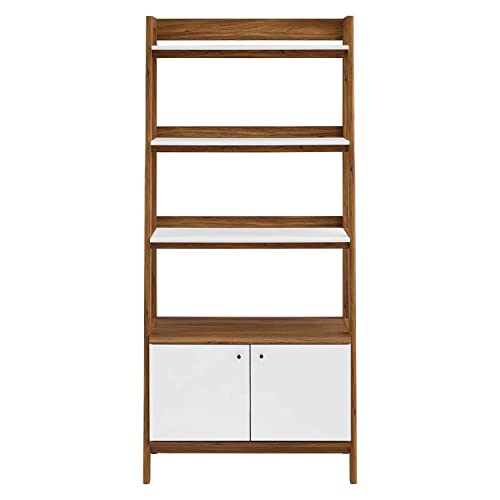 Modway Bixby Bookshelf Display Case, 33 Inch, Walnut White #TOP3