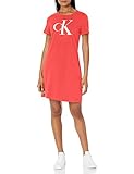 Calvin Klein Women's Everyday Basic Short Sleeve T-Shirt Dress, Watermelon, Large