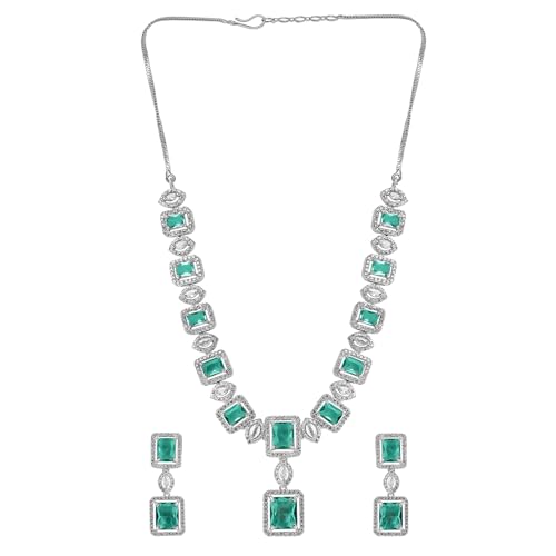 Image of Rubans American Diamond Zirconia Necklace Set Stylish Jewellery Gift for Women & Girls