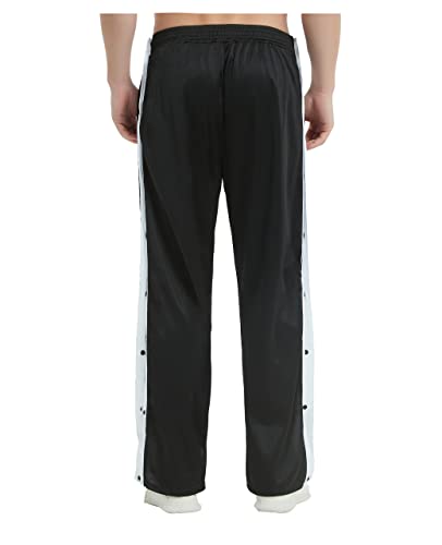 THWEI Mens Tear Away Basketball Pants Casual High Split Snap Button Post Surgery Sweatpants4