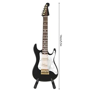 Guitare électrique miniature 5,5 in - En bois - Mini guitare - Modèle d'affichage - Décoration de maison de poupée - Noir – Image 4