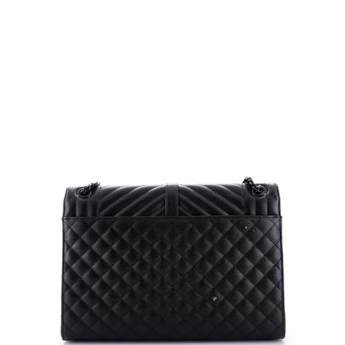 Saint Laurent, Pre-Loved Classic Monogram Envelope Satchel Mixed Matelasse Leather Large, Black3