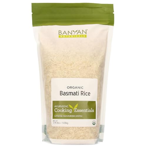 Banyan Botanicals White Basmati Rice – Organic & Pure Basmati Rice for Cooking Healthy Meals and Making Kitchari – With Resealable Zipper Bag – 3.15 lbs – Non-GMO Sustainably Sourced Vegan