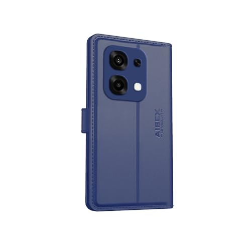 Image of AIBEX Compatible for Oppo F31 5G Flip Cover Leather Finish with Magnatic Closure | Inside TPU with Card Pockets | Wallet Stand | Complete Protection Flip Case -Blue