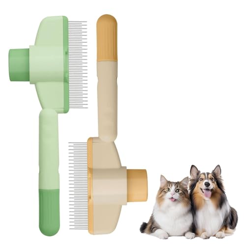 Image of [ 2 Packs ] Flea Comb for Dogs and Cats with Release Button Fine Tooth - Dog Comb for Grooming Massaging and Cleaning - Pet Comb for Dogs and Cats, Comfort and safety