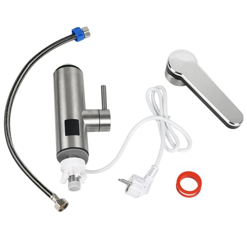 Elektrischer Wasserhahn für sofortiges heißes Wasser, 3 kW, elektrischer Wasserhahn für die Küche mit Digitalanzeige, 360 ° drehbar, Mischbatterie für Warmwasserbereiter aus Edelstahl