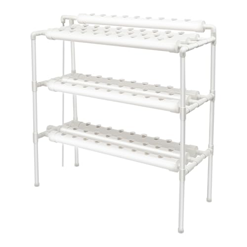 Akuoyiexemye Kit Hidropónico Profesional 3 Capas, Sistema de Cultivo sin Tierra PVC con 90 Sitios de Cultivo y Bomba de Agua, Cultivo Hidropónico para Verduras/Frutas Interior/Exterior