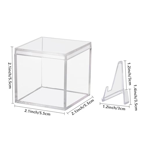 Image of 20 Pack Championship Ring Display Case Clear Acrylic Ring Case Display Box for Sports Baseball Softball Football Golf Single Ring Coin Holder Stand, 2.16 Inch