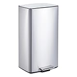 Kitchen Trash Can with Soft Close Lid & Foot Pedal, 40 Liter / 10.6 Gallon Stainless Steel Garbage Can with Odor Filter & Removable Inner Bucket, Rectangular Waste Bin for Home Kitchen Office
