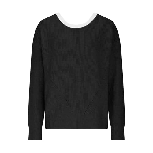 Y2k Bow Sweater Knit Ribbed Pullover Round Neck Backless Patchwork Trendy Cropped Sweaters 2025 Elegant Fall Clothes4