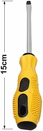 Assorted 2 Type Screwdriver Set Electrician Flat and Cross Slotted Magnetic Head Soft Grip Chrome Vanadium Steel Made Screwdriver Rust Resistant Shaft Turnscrew Repair Hex Key Toolbox Accessory 15cm