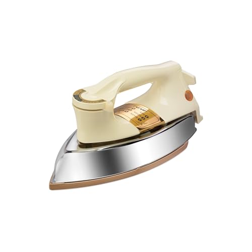 Bajaj DHX-9 1000W Heavy Weight Dry Iron | Advance Soleplate And Anti-Bacterial German Coating Technology | Multiple Temperature Levels | 2 Yr Warranty ?Ivory?