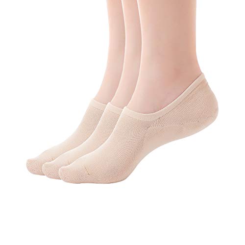 KKSSQUEEN Womens No Show Socks 3-6 Pack Casual Low Cut Sock Liners With Non Slip Grips Women's Cotton Invisible Socks