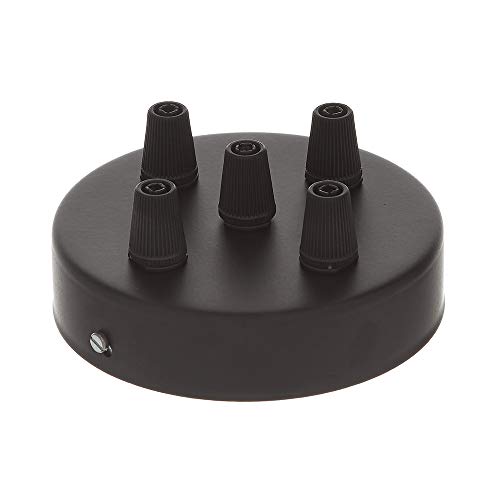 Kit rosetón Redondo Ø 100 h24 mm 5 agujeros Acero barnizado Negro mate con soporte, Tornillos y sujetacables thumbnail