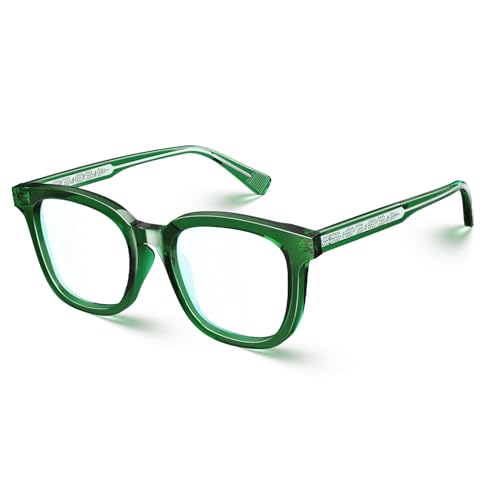 Image of VISOONE Square TR90 Lightweight Anti Glare UV400 Gaming Computer Glasses | 99% Digital Screen Filter Non-Prescription Clear Lens Oversized Frame Trendy Fashion Blue Light Blocking Women Men NOE