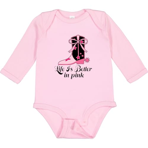 inktastic Cowgirl Life Is Better in Pink Long Sleeve Creeper