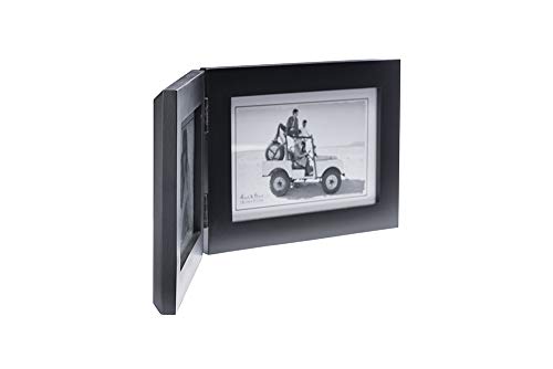 Malden Double Horizontal 4X6 Picture Frame - Wide Real Wood Molding, Real Glass - Black #TOP6