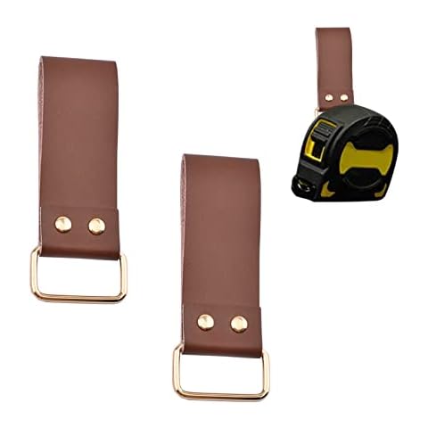 UFURMATE Tape Measure Holder, 2Pcs Leather Belt Clip Tape Strong Measuring Tape Clip Tool Belt Tape Leather Belt Clip Drill Impact Tool Holster (Dark Brown) Cover