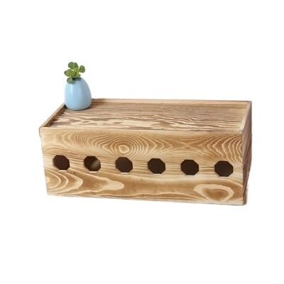 Organizador Cables Caja de Conexiones de Madera Maciza, Caja de Almacenamiento de Cables enchufable Simple Retro, Caja de Tablero enchufable, Caja de Cable de alimentación Caja de Gestión de Cables (
