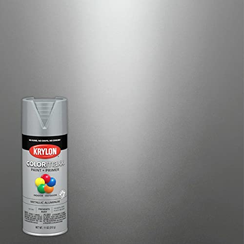 Image of Krylon K05587007 COLORmaxx Spray Paint and Primer for Indoor /Outdoor Use, Metallic Aluminum, 11 Ounce (Pack of 1)