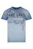 Anlässe: Freizeit Camp David Herren T-Shirt mit Logo Prints im Used Look New Blue 4XL