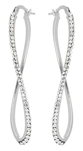 Pendiente de oro de 18 quilates línea ovoide con Swarovski Diosa Menvra (White2S), Oro blanco Cristal Cover