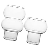 TOPBATHY 2 Stück Pot-bauch-cup Dessertschalen Klare Tassen Dessertbecher Eiskaffeetassen Kleine Obstschale Vorspeisebecher Kaffeetassen Wiederverwendbar Transparent Glas