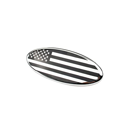 Image of 7 Inch American Flag Badge, Front Grill Rear Tailgate Oval Emblem fit for Ford F150 F250 F350 99-04 Explorer 04-10 Expedition 03-06 Edge 07-14 Fusion 07-12 Escape 08-15(Silver)