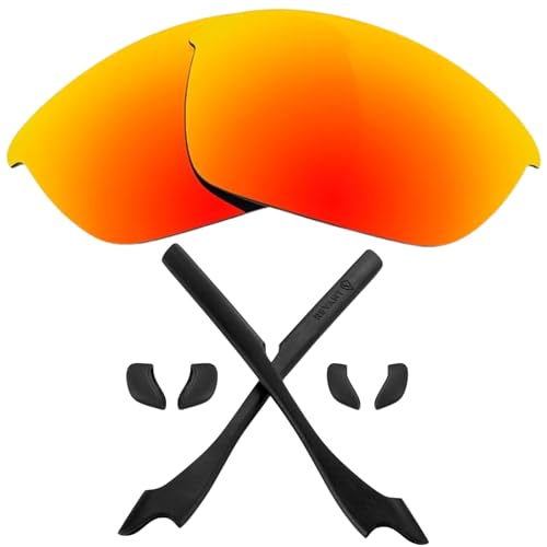 Revant Replacement Kit for Oakley Half Jacket 2.0 - Polarized Fire Red Mirrored Lenses and MaxGrip Temple Sleeve/Nose Pad Bundle