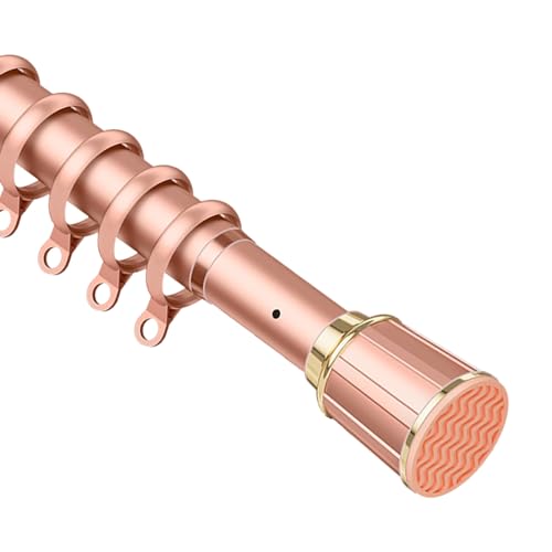 Barre de douche sans perçage pour salle de bain moderne rose et ses anneaux