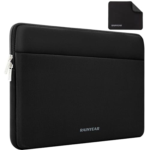RAINYEAR Funda para Portátil de 17 Pulgadas Compatible con la mayoría de Ultrabooks Notebook Chromebook de 17-17,3 Pulgadas, Funda Protectora a Prueba de Golpes con Bolsillo Frontal, Negro