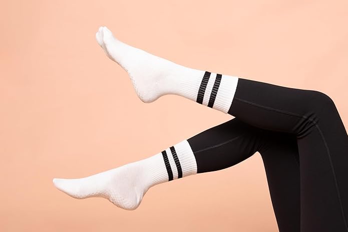 Image of Pilates Grip Socks for Women & Men, Non Slip Yoga Socks, Anti Skid Studio Barre Sock, Breathable Cotton Workout Sock for Gym, Dance & Fitness (Multicolour)