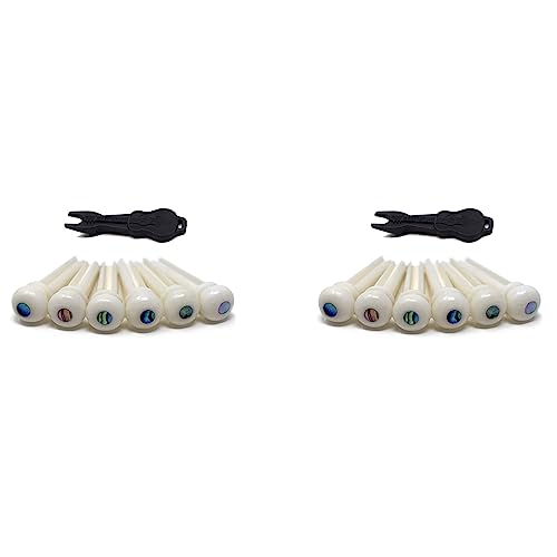 Bdukbduk 2X Perni Un Ponte per Chitarra Acustica Nel Materiale Osseo Di Bovino per Chitarra con Punto Di Conchiglia Perla per Accessori per Chitarra Folk Acustica