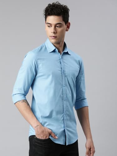 Image of THE SOUL PATROL Men's Casual Regular Fit Full Sleeve Premium Cotton Button-Down Shirt with Single Patch Pocket - Stylish, Classic, Comfortable, and Elegant for Everyday Wear
