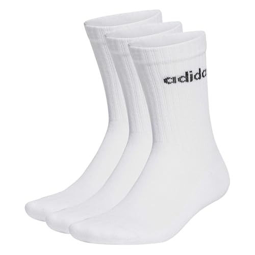 adidas Unisex - Adulto Linear Crew Cushioned Socks 3 Pairs,