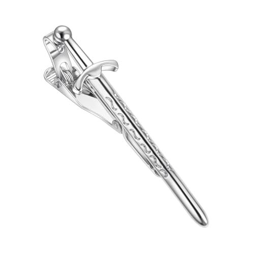 Image of Sword Tie Clip Pins for Men Unique Novelty Silver Gold Tie Bar