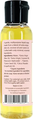 Image of Claya Pink Grapefruit Liquid Castile Soap - Organic Ingredients, Biodegradable, Gentle for Sensitive Skin, Versatile Use and Travel Size (2 Pack of 2 fl oz)