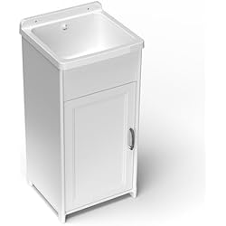 Fregadero Jardin Leroy Merlin Adventa, Fregadero de resina para exteriores e interiores, 40 x 40 x 86,5 cm, color blanco