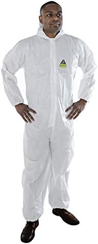 CordovaMP300 Disposable Coveralls with Hood, Zipper Front, Elastic Waist, Wrist, Ankles and Hood, Microporous Coveralls for Protection Against Contaminants, Size X-Large, 25-Pack