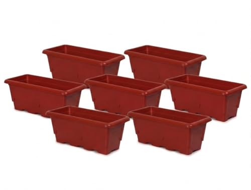 Ocean Mart 20 Inch Plastic Window Planter for Balcony & Terrace Garden | Heavy-Duty Rectangular Planting Pot for Home | for Flowers, Herbs & Indoor Plants | Pack of 7