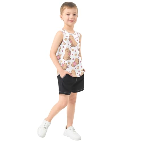 Boys' Tank Top Shirt Capybara Crown Heart Pattern Sleeveless T-Shirts4