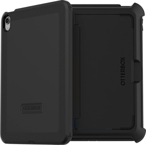 Image of OtterBox iPad (A16) & iPad 10th Gen (Only) Defender Series Case - Black - Multi-Layer Protection - Four Position Stand - Built-in Screen Protector - Port Covers - Apple Pencil Storage