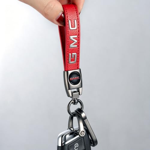 Image of Leather car Keychain 09 Set for Men and Women Family Present Keychain Key Ring Lanyard (red)