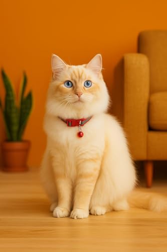 Image of Adjustable Cat Collar with Bell | Soft & Comfortable Kitten Collar | Breakaway Safety Design for Indoor & Outdoor Cats | Lightweight, Durable & Stylish (Orange)