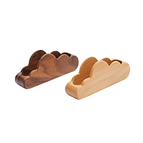 Pandapark Bussiness Card Holder For Desk,Cloud Formation,Wood Business Card Display Holder,Unibody,1Pcs,L4.53'' X W1.10'' X H1.97'' (Beech Cloud) #TOP7
