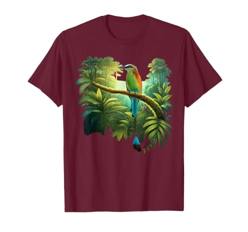 El Salvador Torogoz National Bird Salvadorian Pupusas Flag T-Shirt, Men, Burgundy, Large